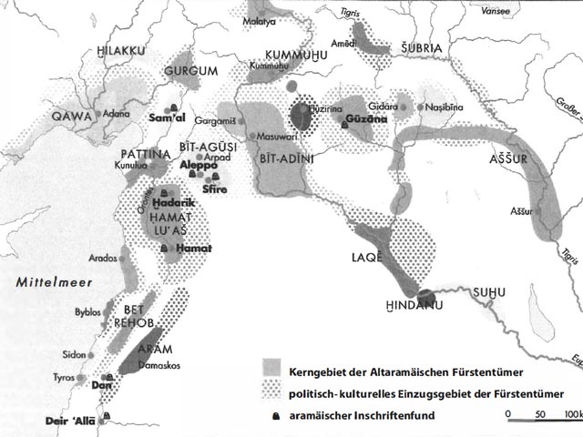 Aramaean kingdoms in the Levant ca. 900 BCE